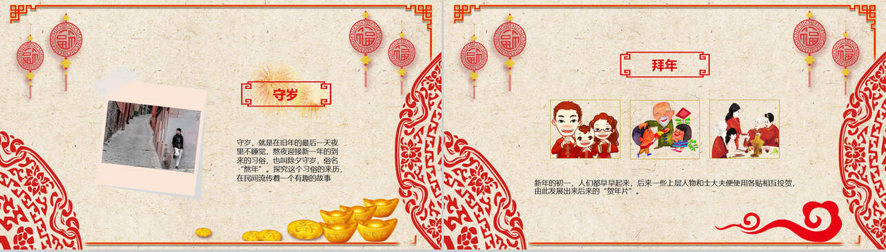 喜庆欢乐春节习俗传统文化PPT模板