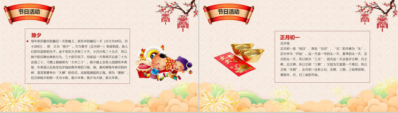 中国传统节日之春节习俗介绍主题班会PPT模板