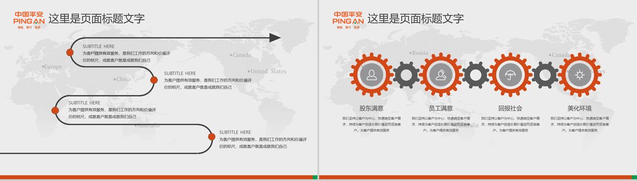 简约商务风中国平安保险公司工作总结PPT模板