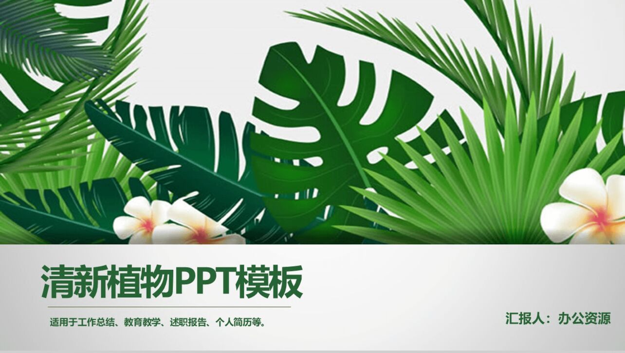 清新绿色植物节能环保教育教学工作总结PPT模板