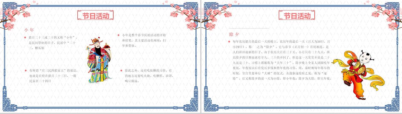 蓝色简约春节习俗传统节日习俗PPT模板