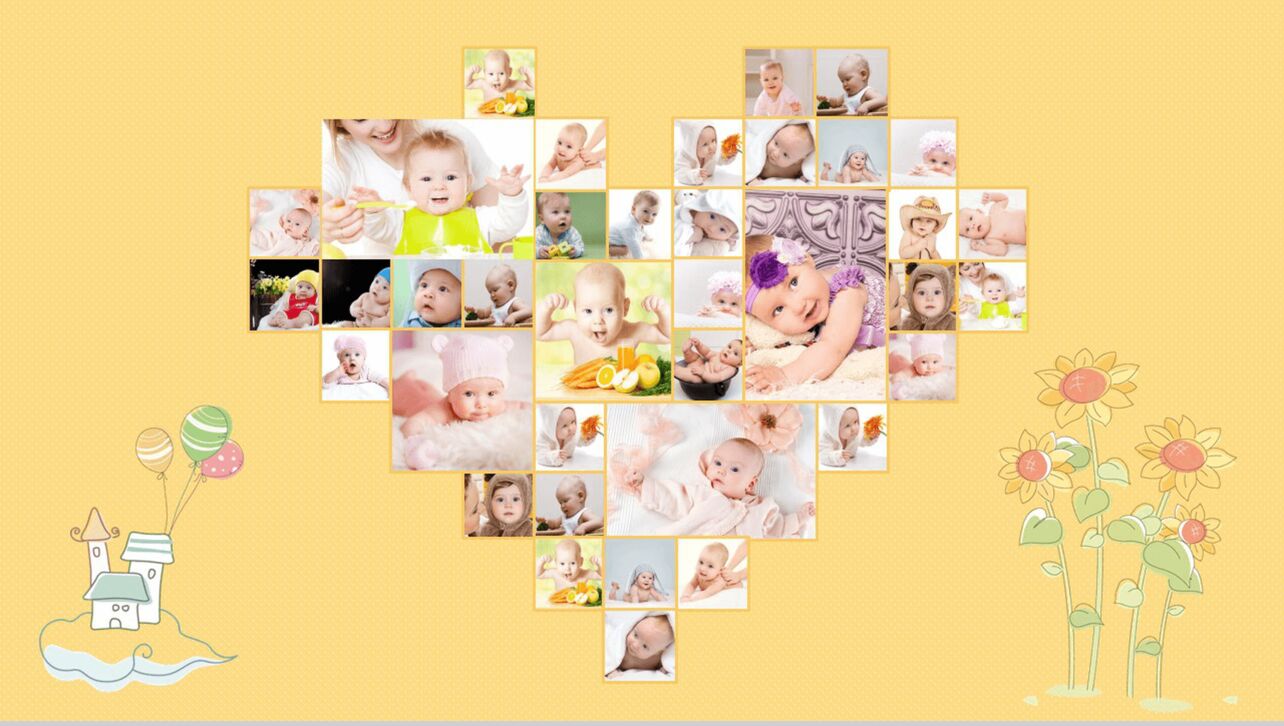 黄色简约商务儿童健康成长生日纪念相册动态PPT模板