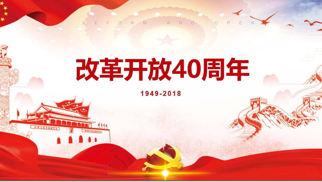 1949-2018改革开放40周年改革历史PPT模板