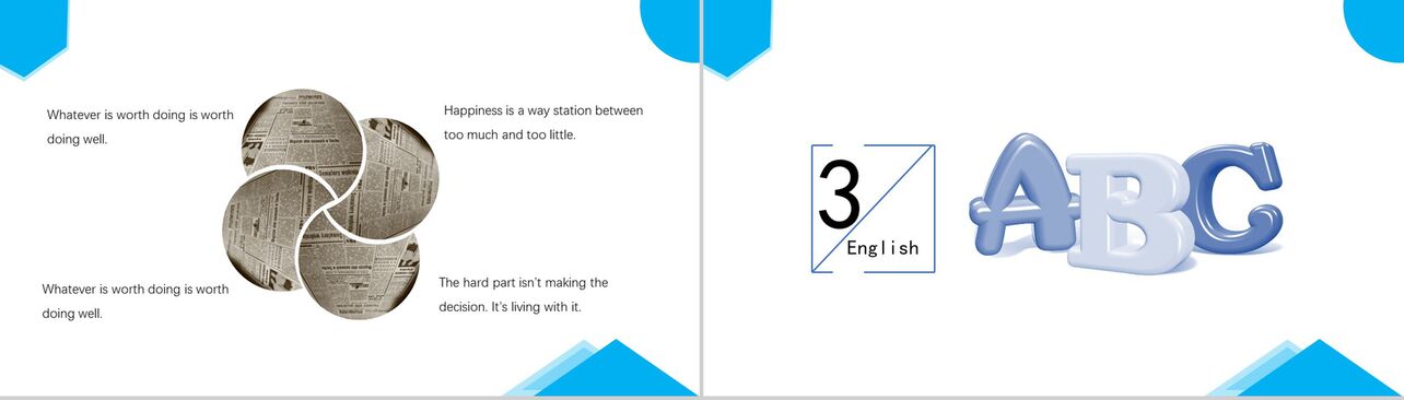 蓝色个性创意字母英语演讲PPT模板