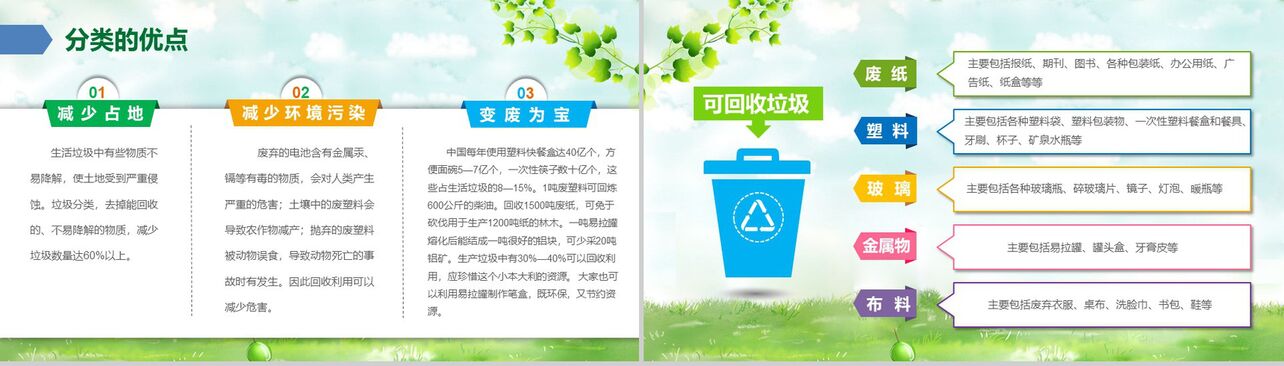 绿色卡通垃圾分类环境保护主题班会PPT模板