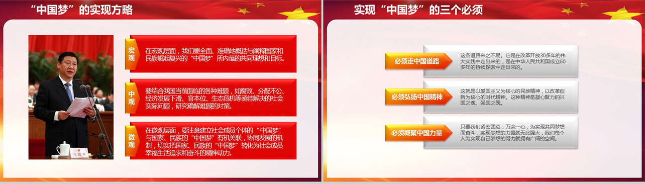 中国梦红色党政机关汇报PPT模板