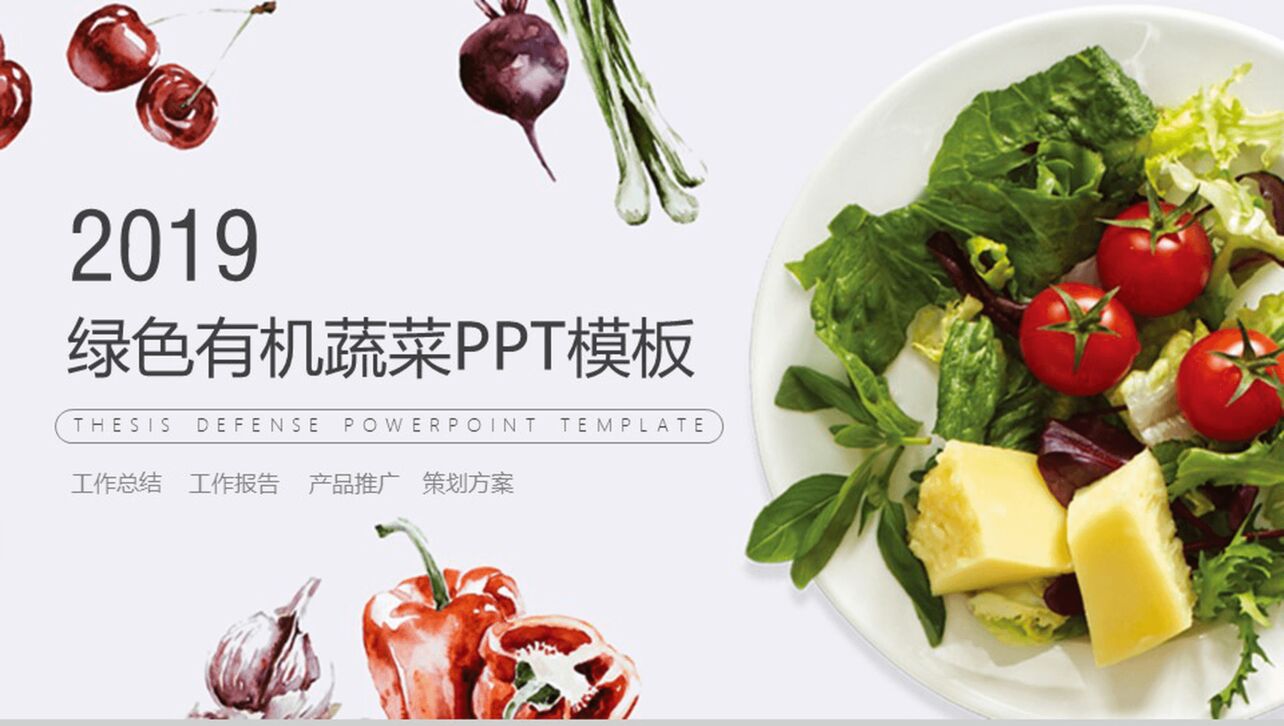 简约商务绿色有机蔬菜产品推广活动策划PPT模板