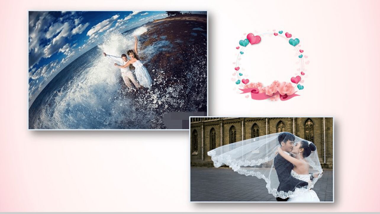 粉色浪漫爱心气球情人节结婚求婚活动策划相册PPT模板