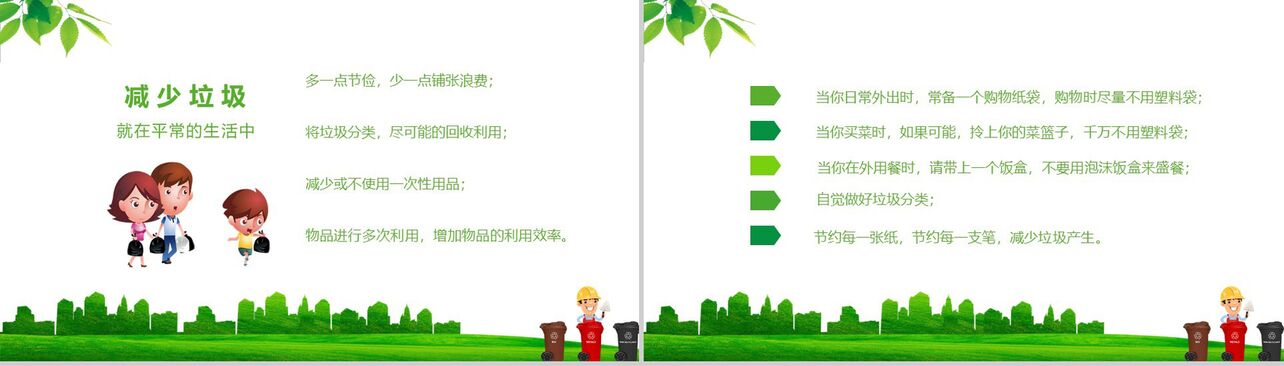 绿色文明城市垃圾分类节能环保宣传PPT模板