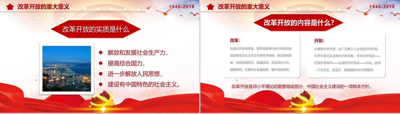 1949-2018改革开放40周年改革历史PPT模板