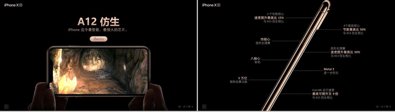 iPhone XS新品发布大气黑色PPT模板