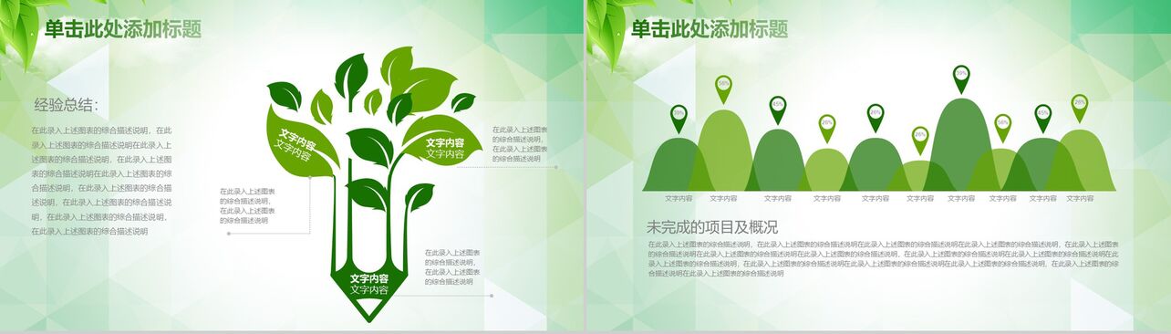 绿色清新节能环保公益宣传工作总结汇报PPT模板