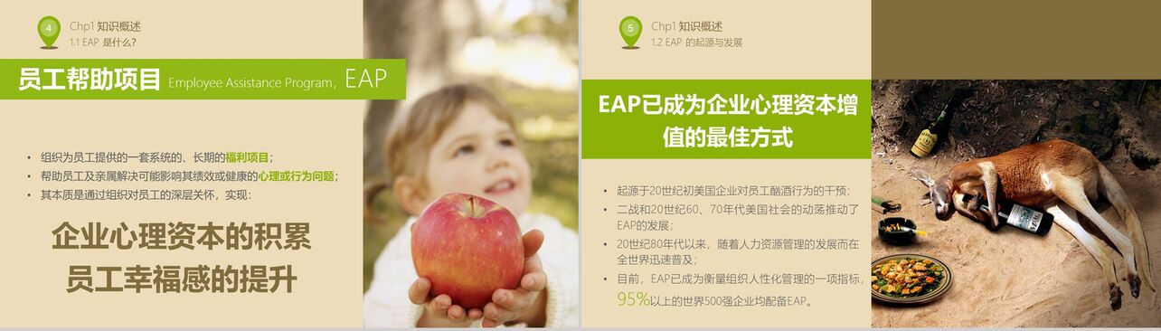 绿色简约大气公司人力资源EAP培训教育课件PPT模板