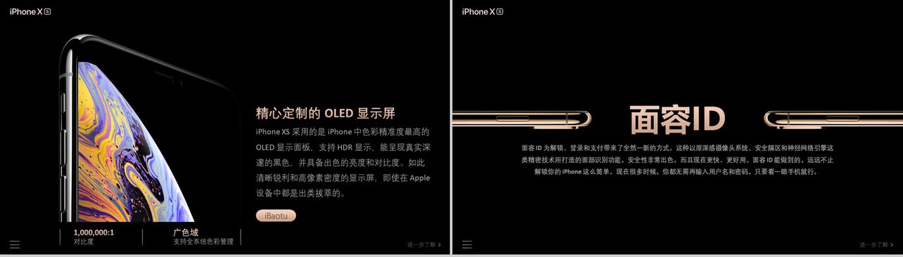 iPhone XS新品发布大气黑色PPT模板