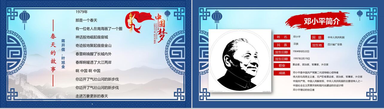 中国风纪念改革开放40周年改革PPT模板
