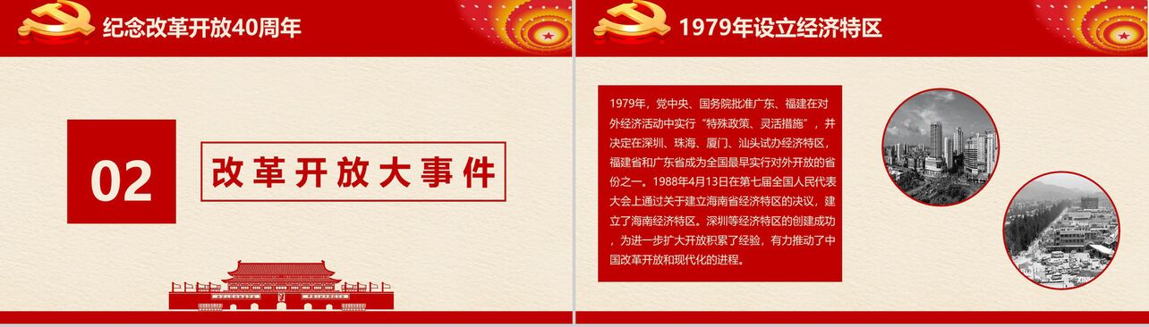 党组织汇报纪念改革开放40周年改革历程PPT模板
