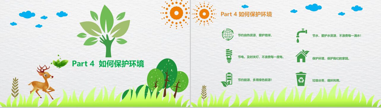 绿色城市环境垃圾分类低碳环保宣传PPT模板