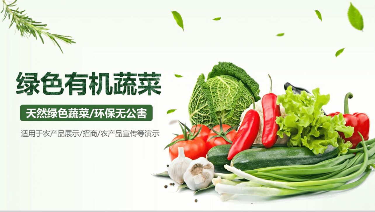 天然绿色有机环保蔬菜农产品宣传展示PPT模板