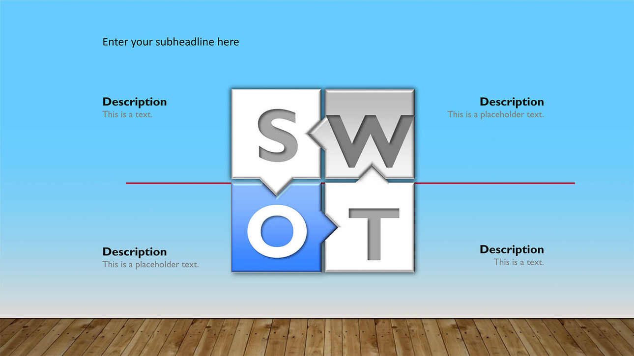精致蓝色SWOT分析简约图表PPT原创模板精选