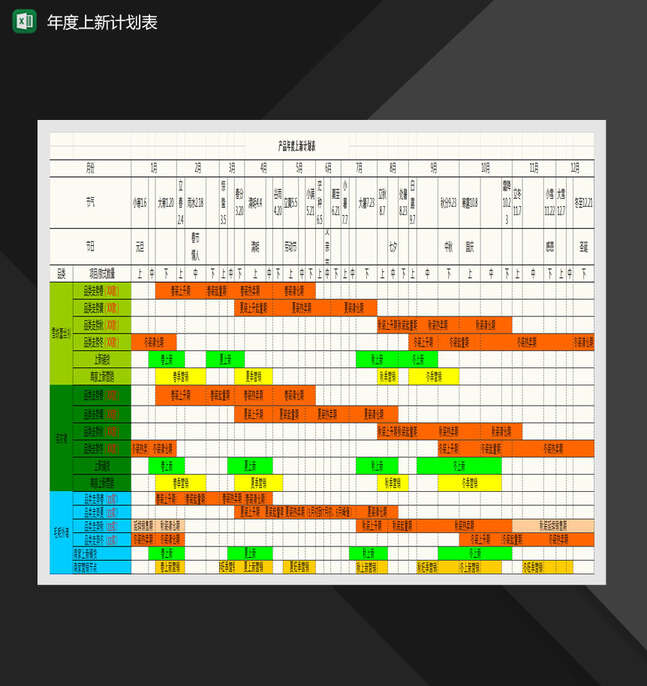 产品年度上新计划表Excel表格制作模板