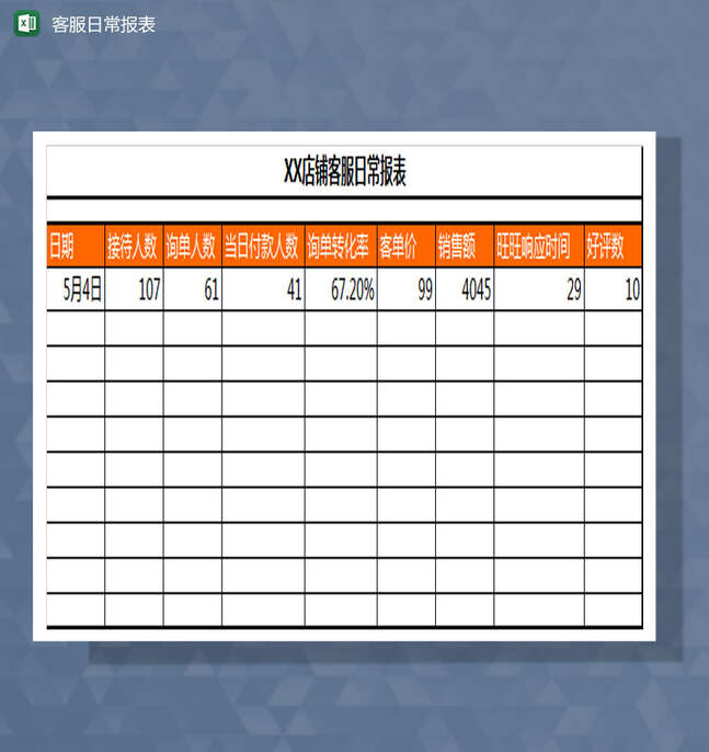 客服日常报表Excel表格制作模板