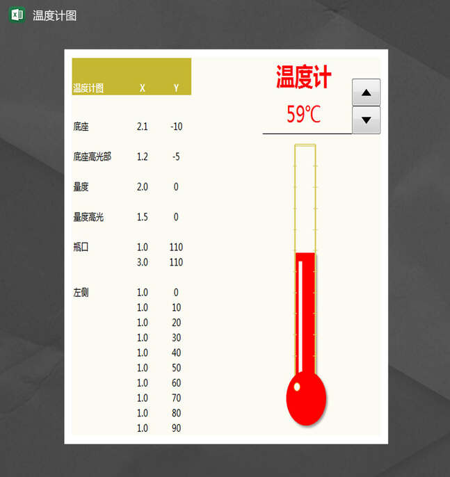动态温度计图Excel表格制作模板