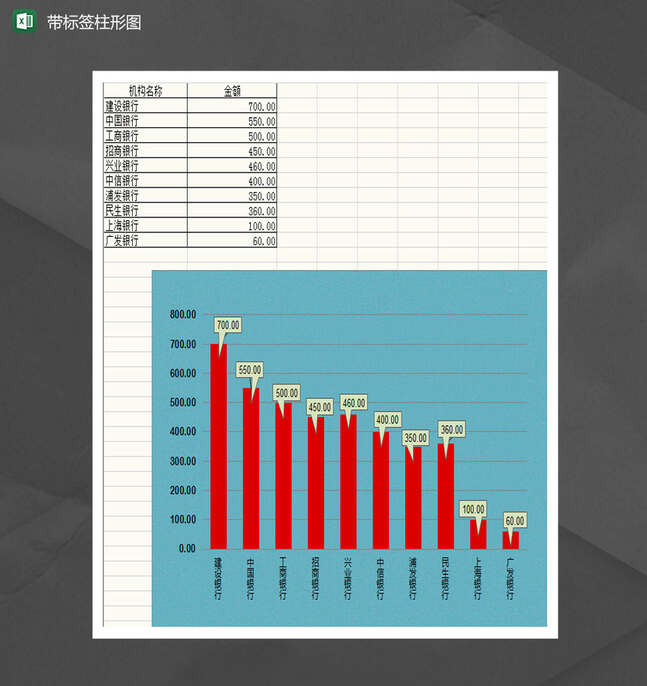 带标签和底色的柱形图Excel表格制作模板