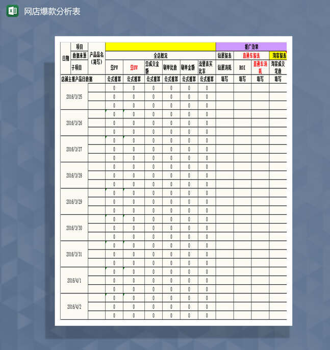 季度新品全年数据报表Excel表格制作模板