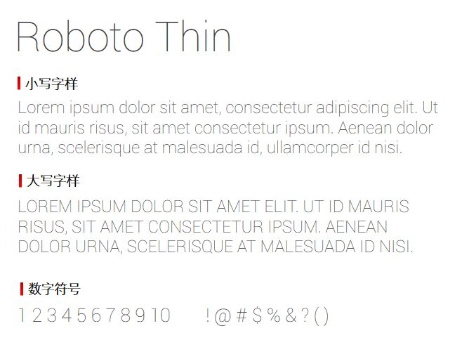 Roboto Thin字体