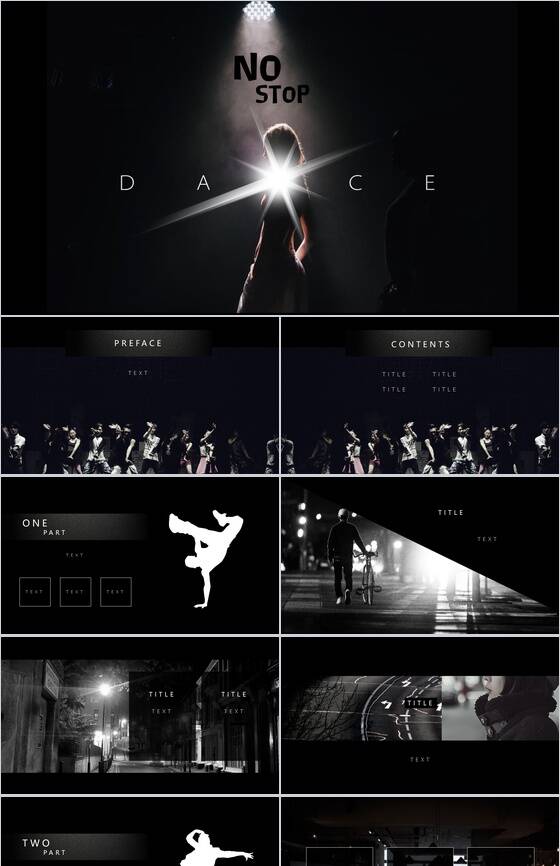 黑色潮流动态街舞舞蹈教育培训PPT模板16素材网精选