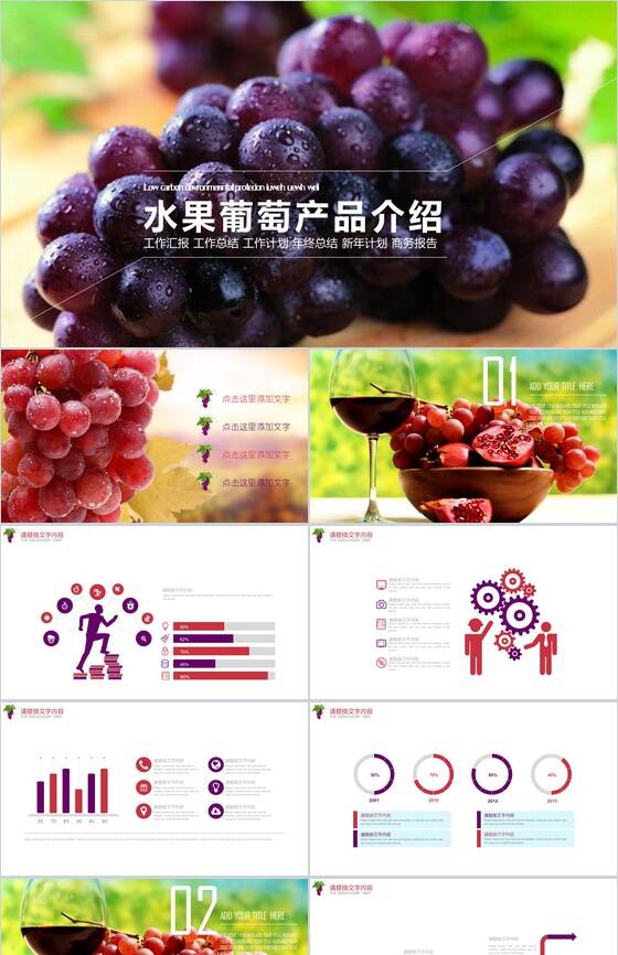 水果葡萄产品介绍工作汇报PPT模板普贤居素材网精选