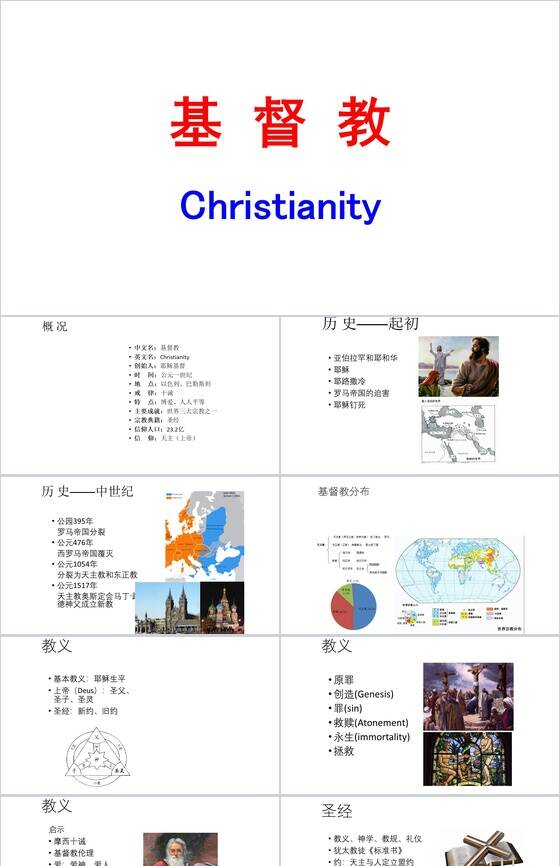 简约动态基督教历史知识学习PPT模板16设计网精选