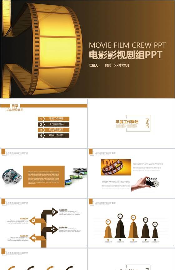 电影影视剧组年度工作情况汇报PPT模板16设计网精选