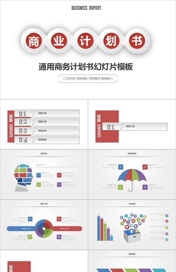 框架完整商业项目计划书PPT模板素材中国网精选