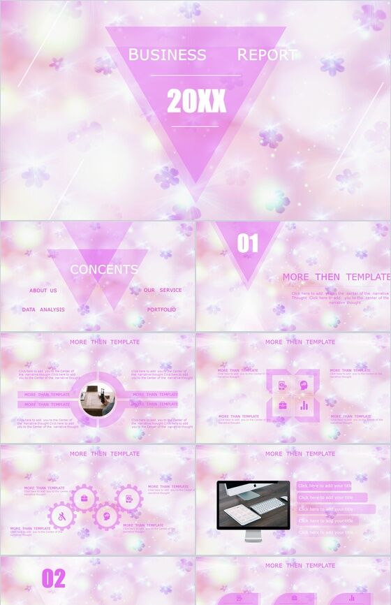 紫色小清新唯美浪漫公司介绍宣传PPT模板16设计网精选