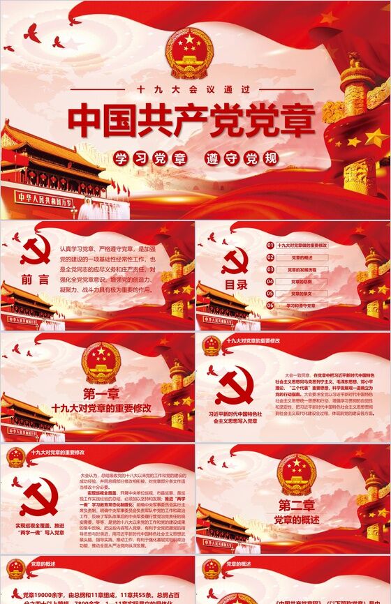 学习党章遵守党规中国共产党党章PPT模板16设计网精选