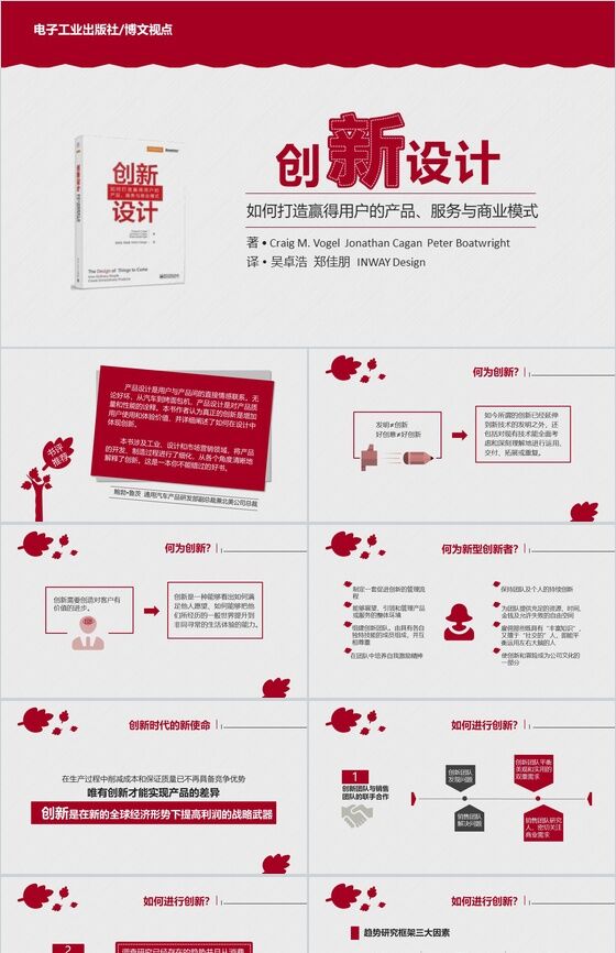 红色商务简约创新设计读书笔记PPT模板素材中国网精选
