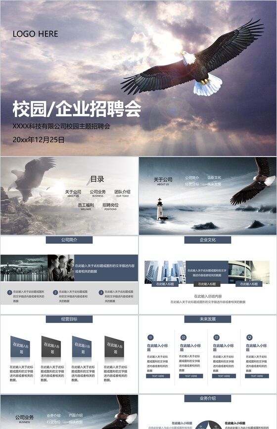 大气公司介绍企业宣传PPT模板素材中国网精选