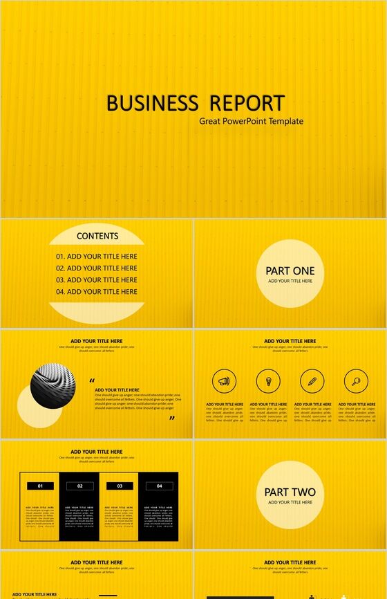 企业静态绘画商务总结精选黄色汇报PPT模板16设计网精选