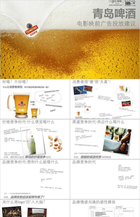 青岛啤酒电影映前广告投放建设PPT模板素材中国网精选