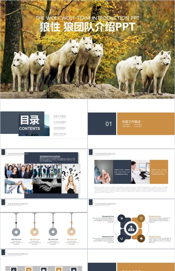 狼性狼团队企业文化团队精神PPT模板素材中国网精选