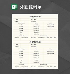员工外勤报销单Excel表格制作模板素材中国网精选