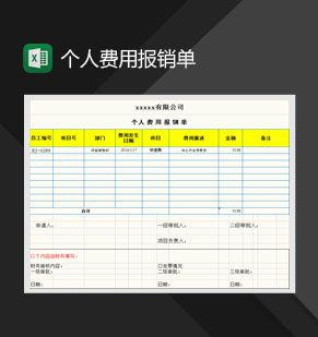 个人费用报销单Excel表格制作模板素材中国网精选