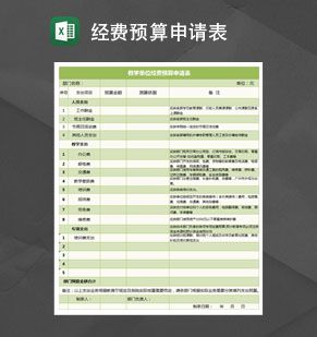 教学单位经费预算申请表Excel表格制作模板素材中国网精选
