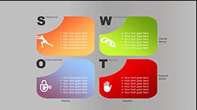 简约方块并列企业SWOT分析PPT图表模板16设计网精选