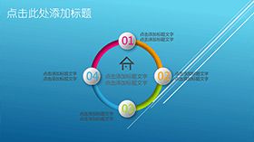 蓝色清新炫彩饼状图PPT图表模板素材中国网精选
