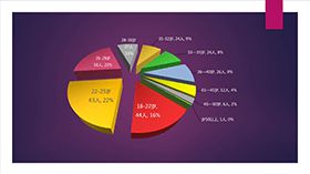 紫色精美数据分析饼状图表PPT模板普贤居素材网精选