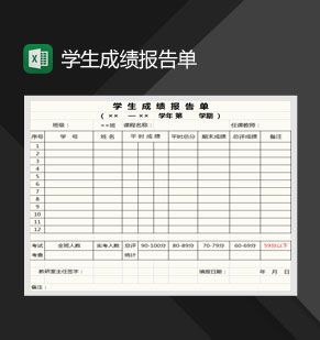 学生成绩报告单Excel表格制作模板素材中国网精选