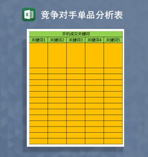 竞争对手商品关键词分析Excel表格制作模板素材中国网精选