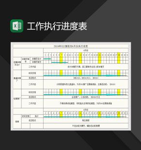 旗舰店月度工作执行进度表Excel表格制作模板素材中国网精选